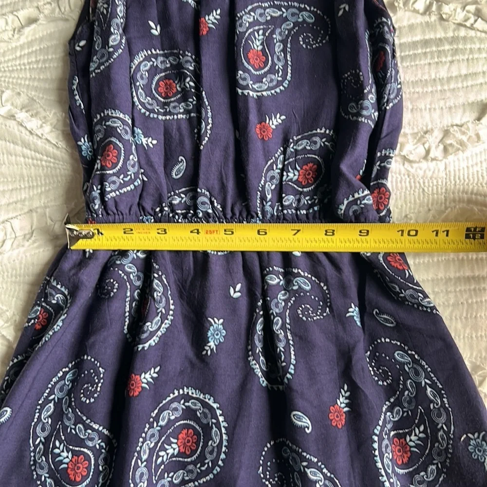 paisley print navy halter neck dress - Picture 6 of 7